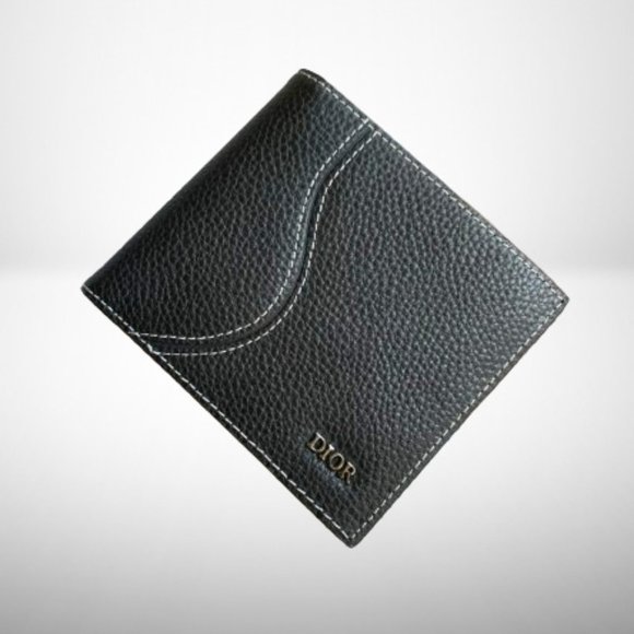 DIOR Saddle Bi-Fold Card Holder / Wallet in Black Grained Calfskin Marquetry - Picture 2 of 8